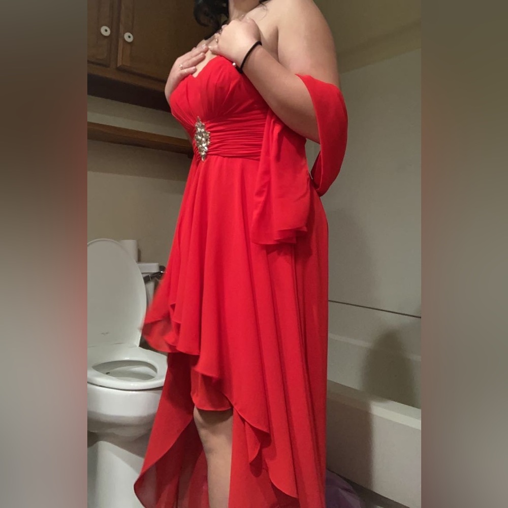 Beautiful red dress that flows behind